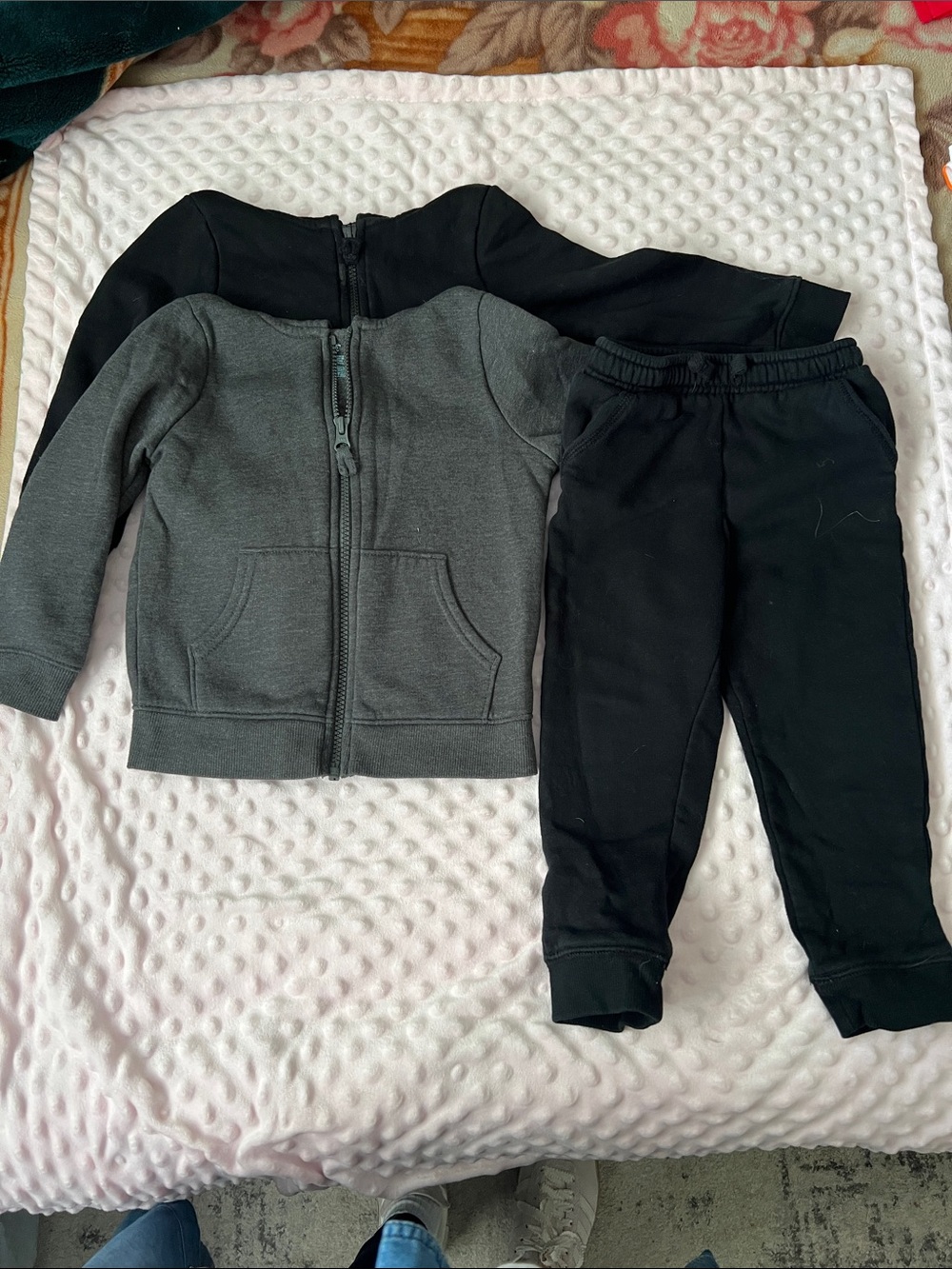 Kids Black & Gray Zip Hoodie and Jogger Set